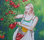 Painting of New Zealand Apple Picker