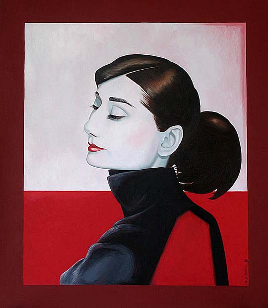 portrait painting of Audrey Hepburn