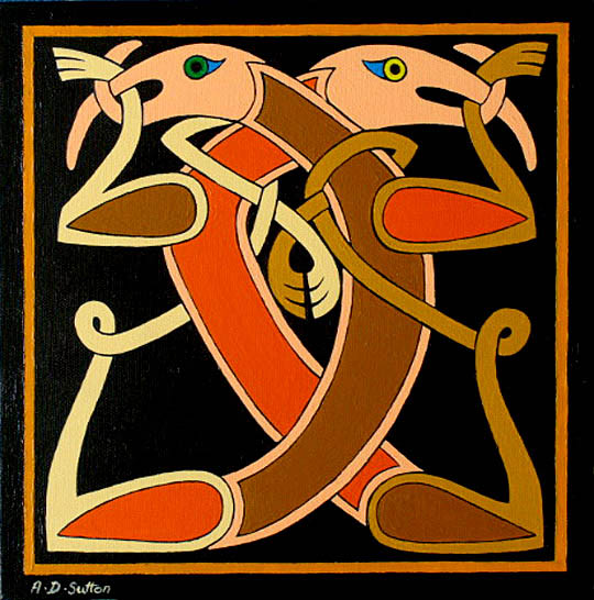 Painting of Celtic dog design