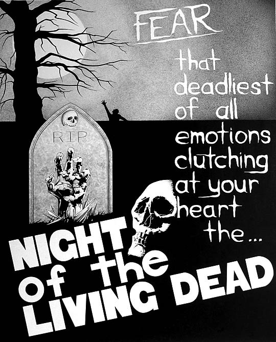 horror poster art for Night of the Living Dead