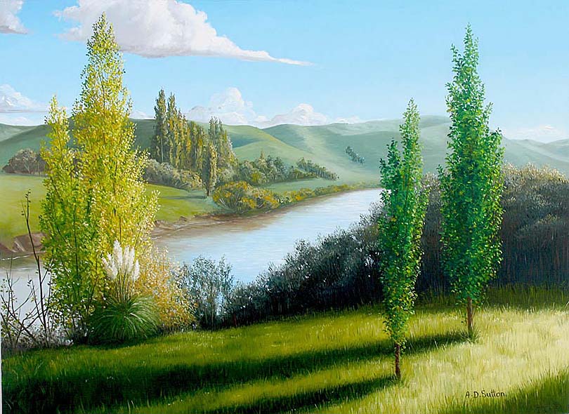 New Zealand river landscape art