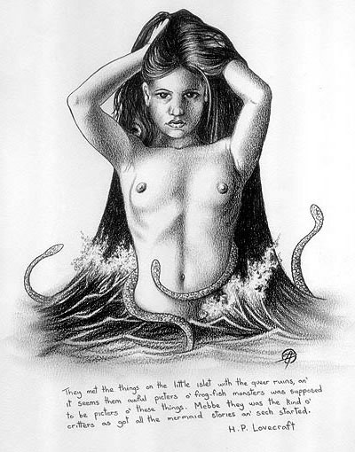 nude charcoal drawing for Lovecraft's Shadow Over Innsmouth