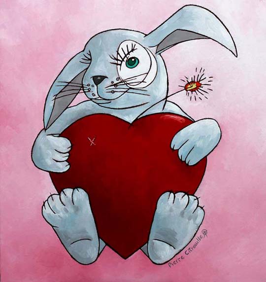 Painting of a love bunny