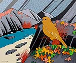 modern painting of New Zealand Robin