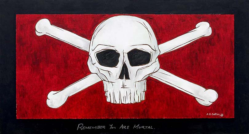 modern artwork of skull and crossbones