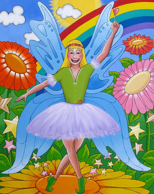 artwork of a fairy and rainbow