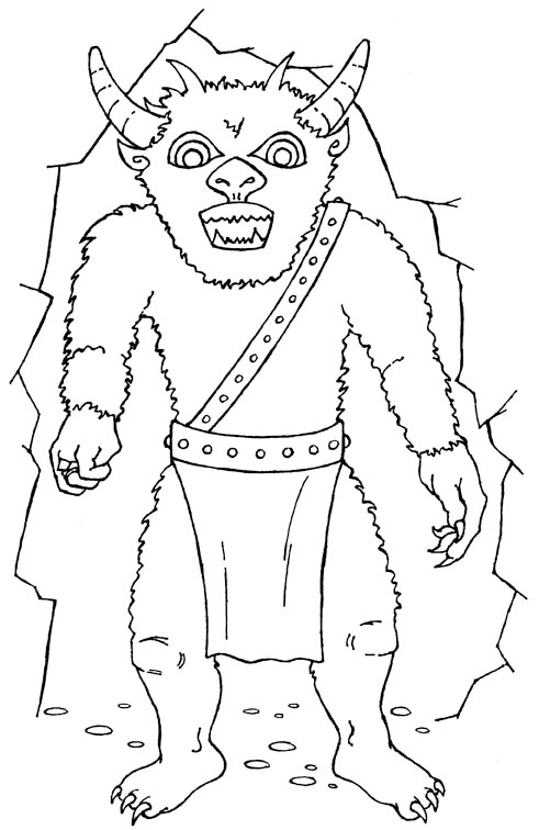 cave monster colouring picture