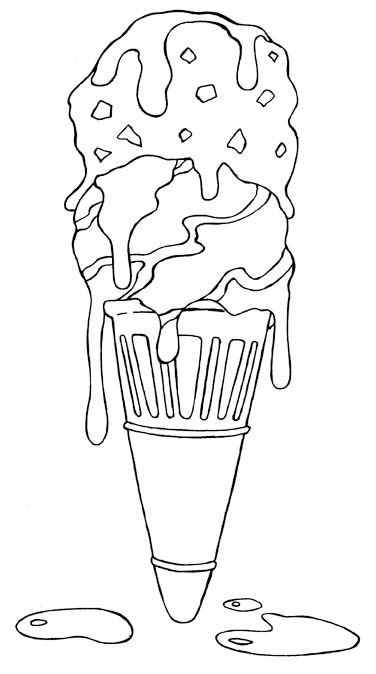 colouring picture of melting ice cream