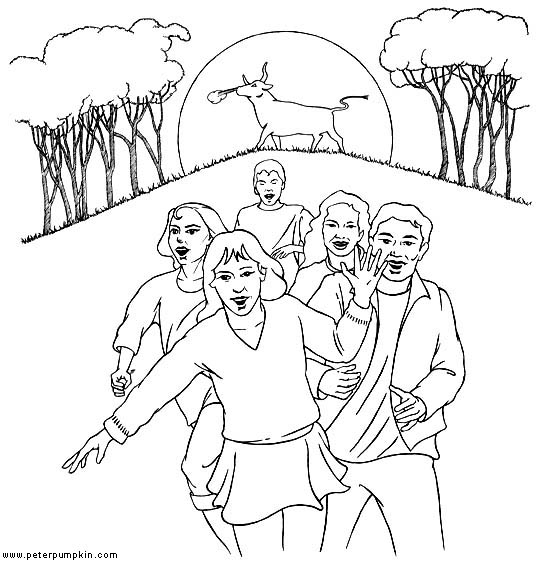 colouring picture of kids running